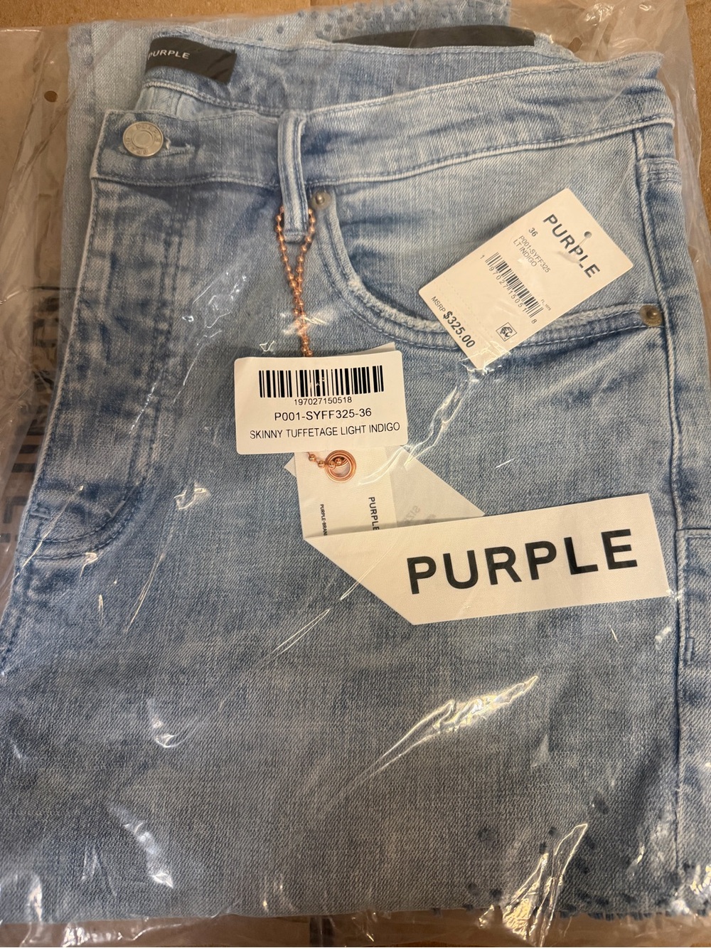 Purple Skinny Jeans in Light Indigo - Stretch Denim